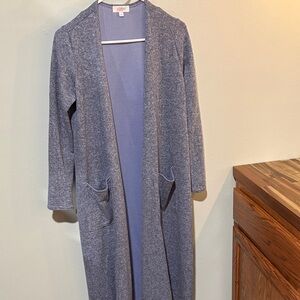 LuLaRoe Lavender and Gray Open Front Cardigan With Pockets